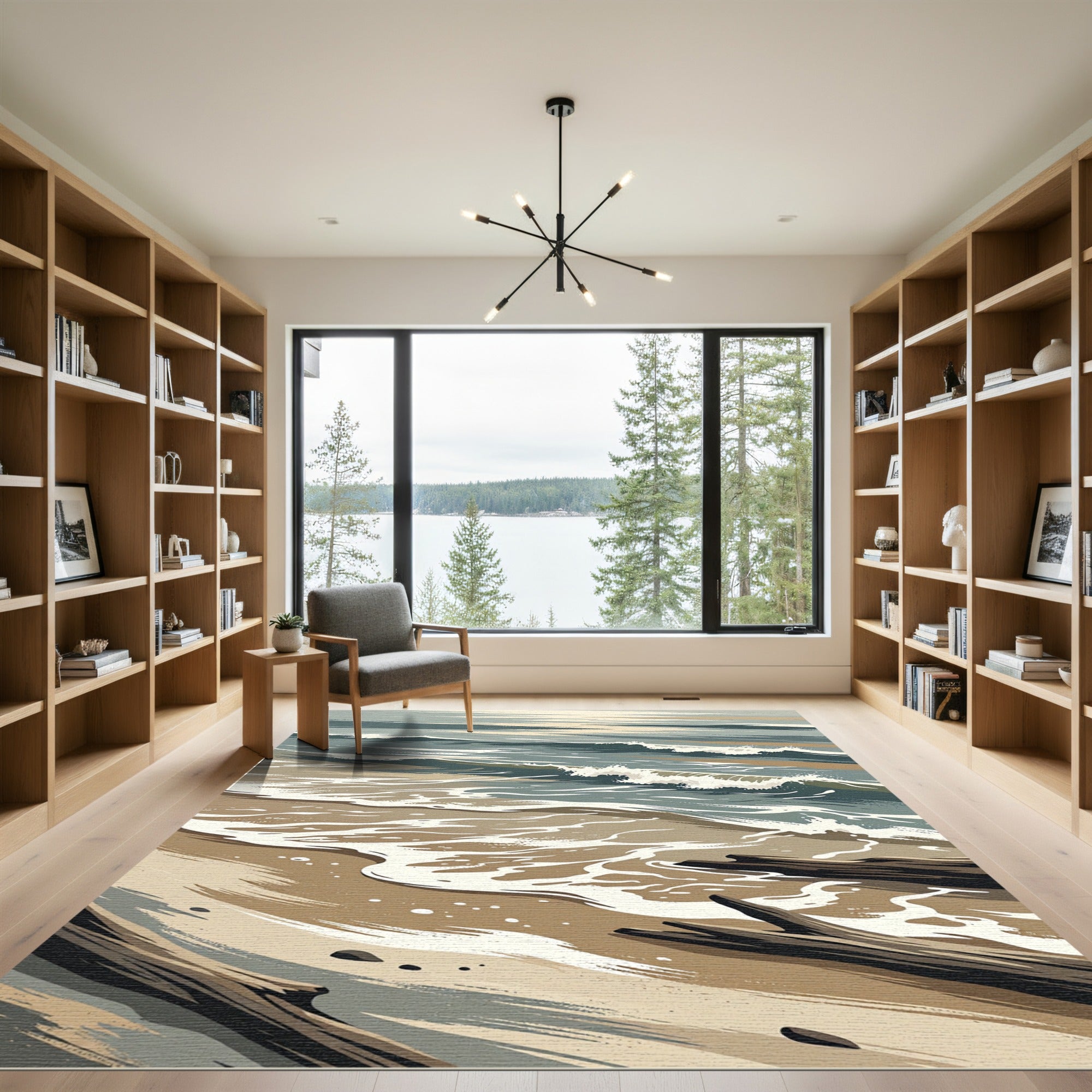 Coastal Waves Driftwood Coastal Palette Rug