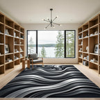 Chic Silver Swirl Modern Lines Rug