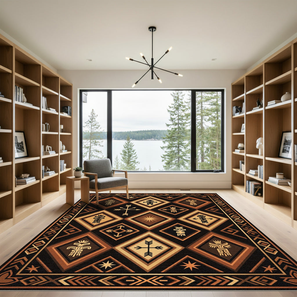 Earthy Diamond Tribal Figures Rug