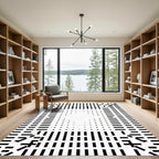 Black and White Geometric Optical Illusion Rug