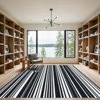 Minimalist Monochrome Vertical Bar Stripe Rug