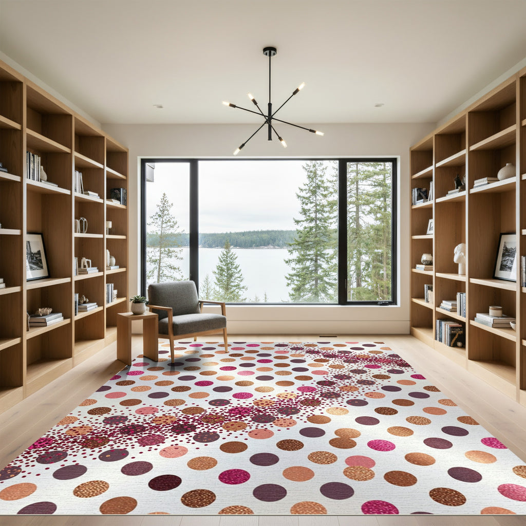 Crimson Gold Polka Dot Stream Rug