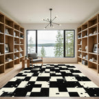 Monochrome Abstract Geometric Squares Rug