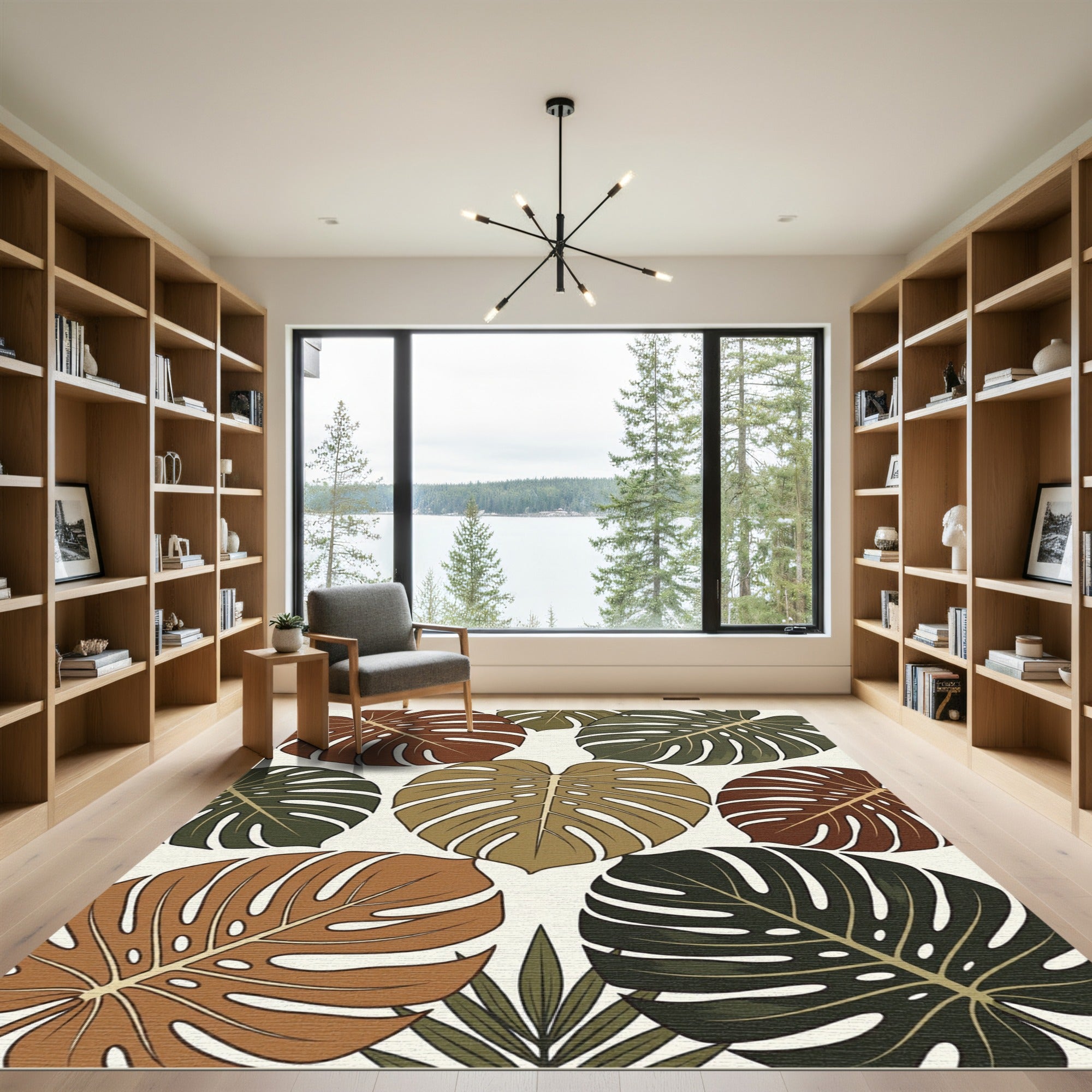 Earthy Tone Monstera Tropics Rug