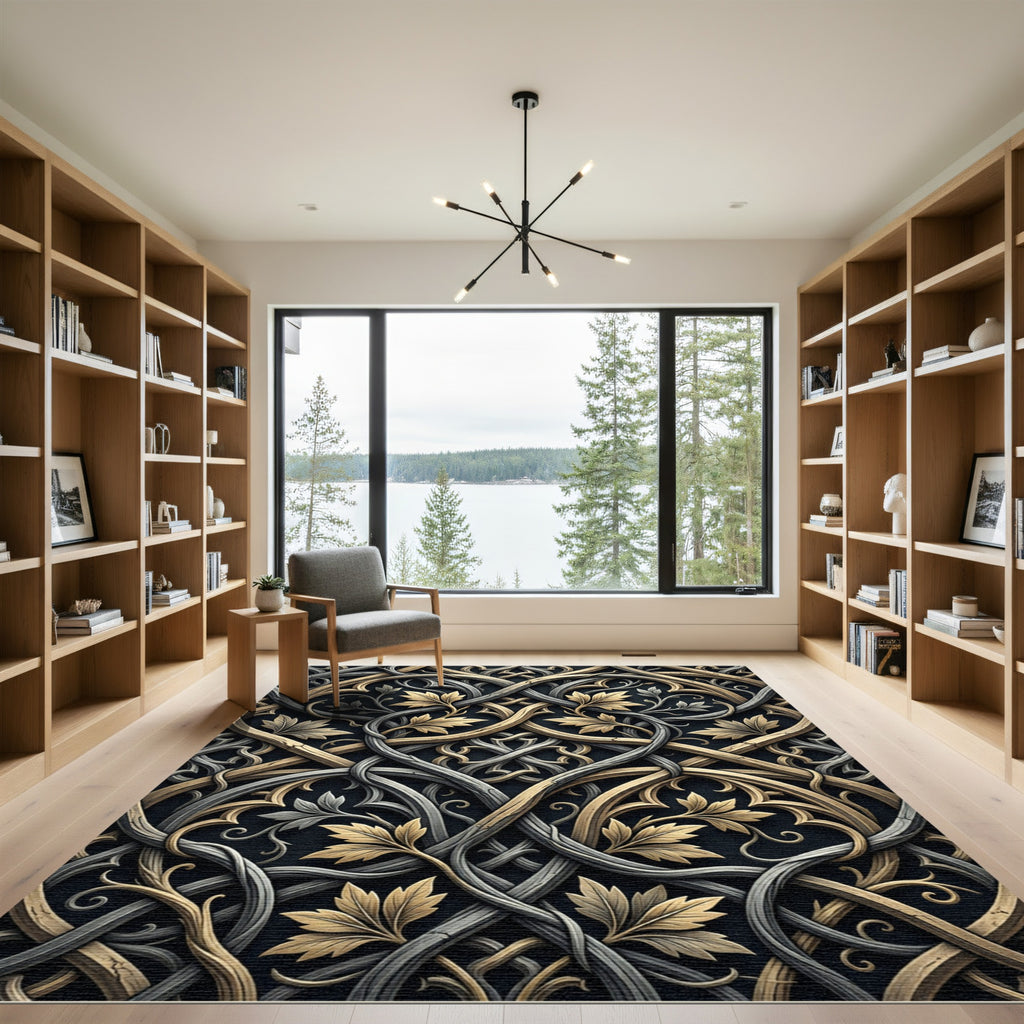 Gilded Silver Intertwined Filigree Scroll Rug
