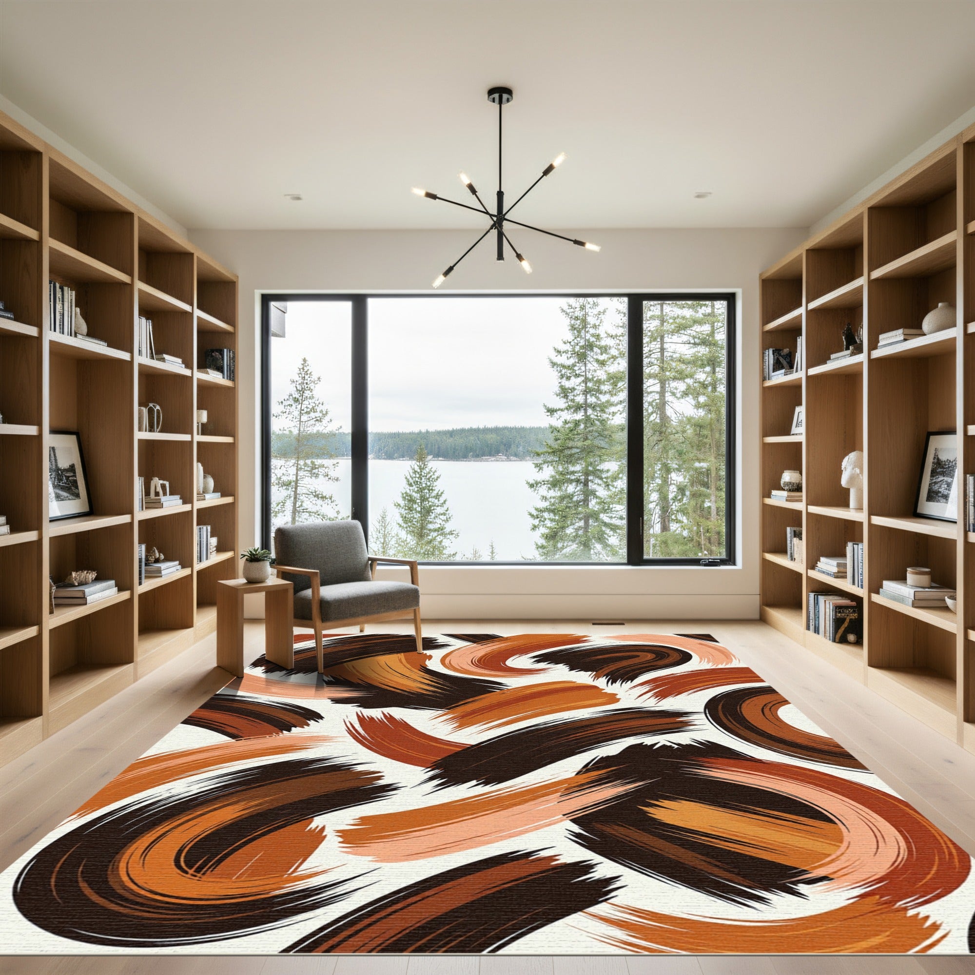 Abstract Earthy Tone Swirl Rug