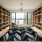 Monochromatic Mountain Peaks Jagged Overlay Rug