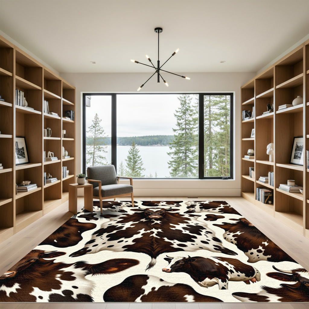 Brown and White Spotted Cattle Hide Rug