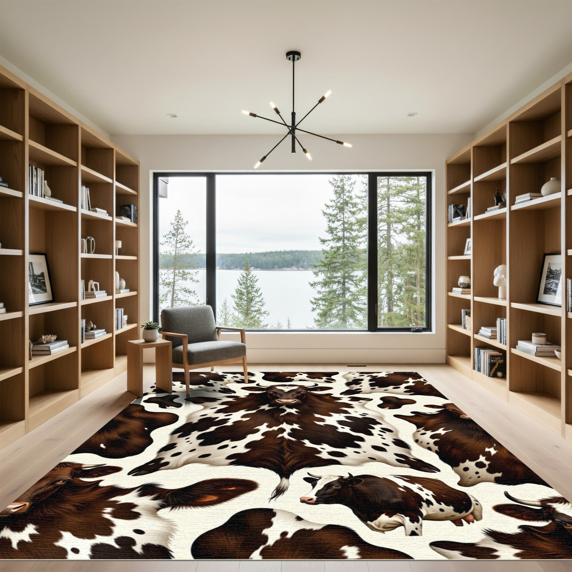 Brown and White Spotted Cattle Hide Rug