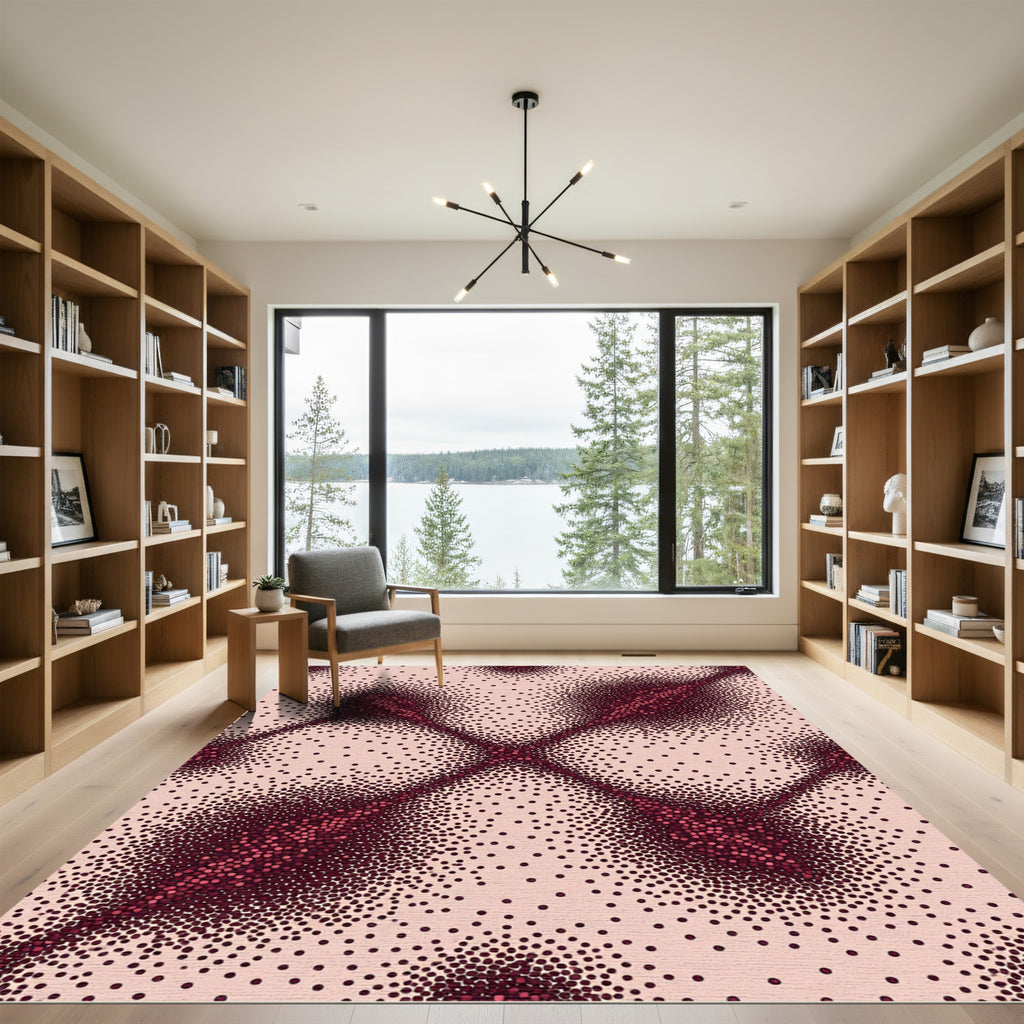 Crimson Dot Gradient Starburst Rug