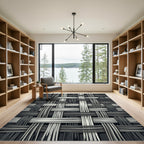Monochrome Interlocking Ribbed Weave Texture Rug