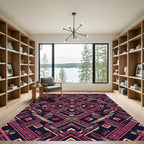 Geometric Pink and Yellow Tribal Rug