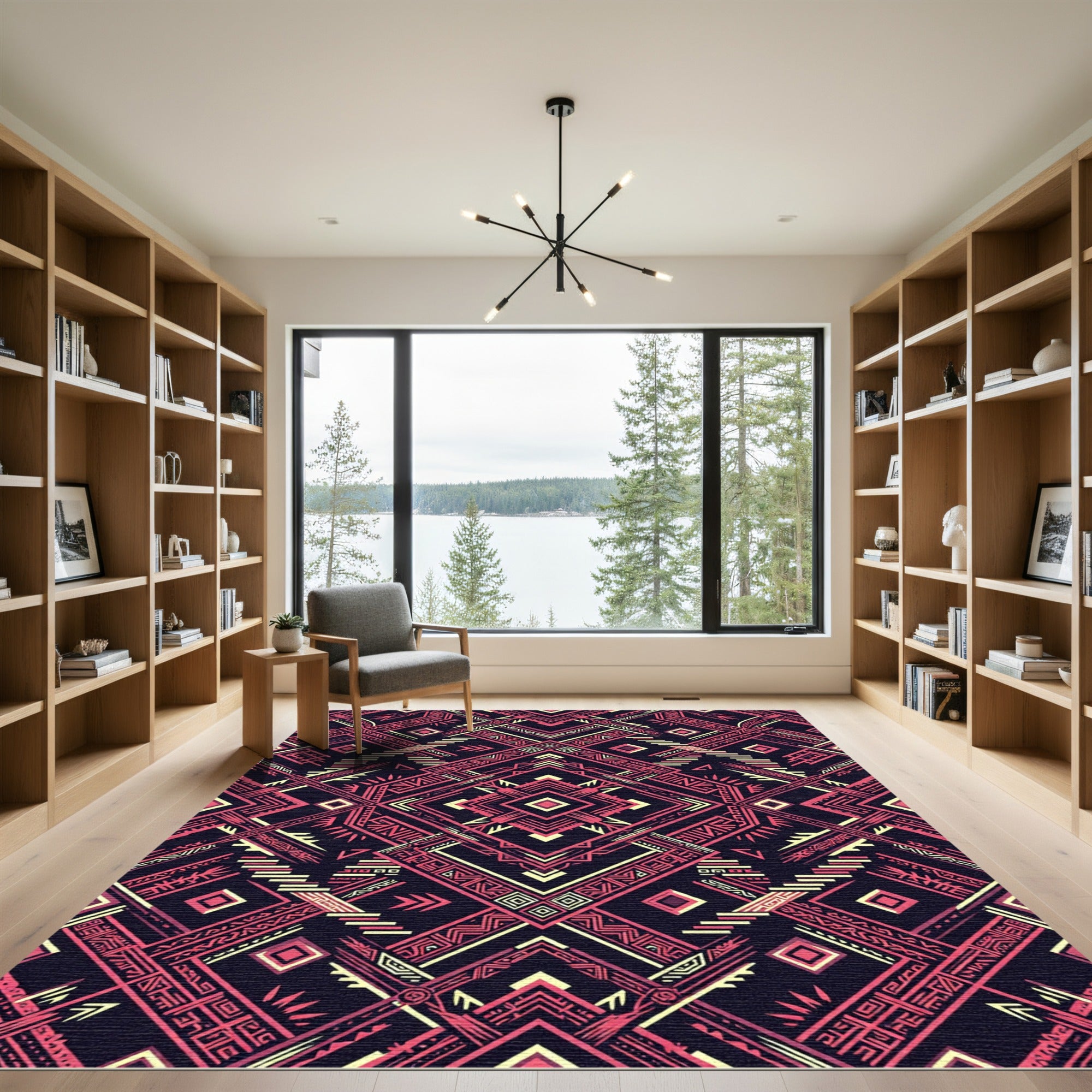 Geometric Pink and Yellow Tribal Rug