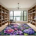 Vibrant Lilac Peony Garden Blossom Rug