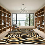 Abstract Brown Zebra Wave Art Rug