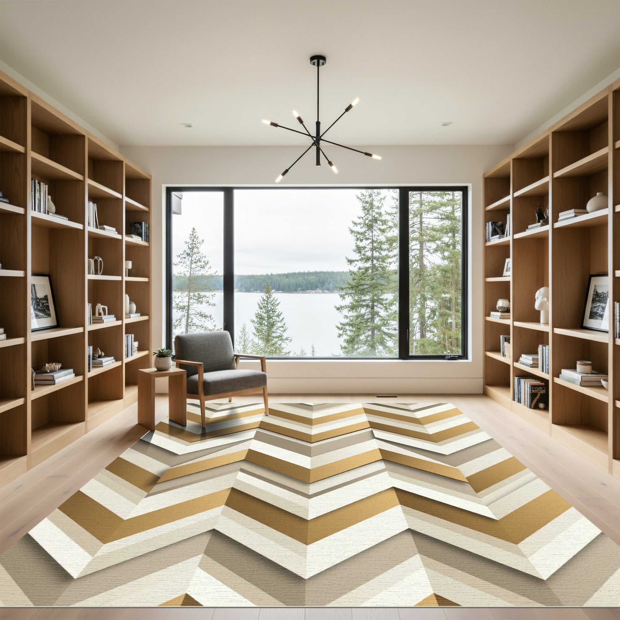 Golden Taupe Chevron Layers Rug