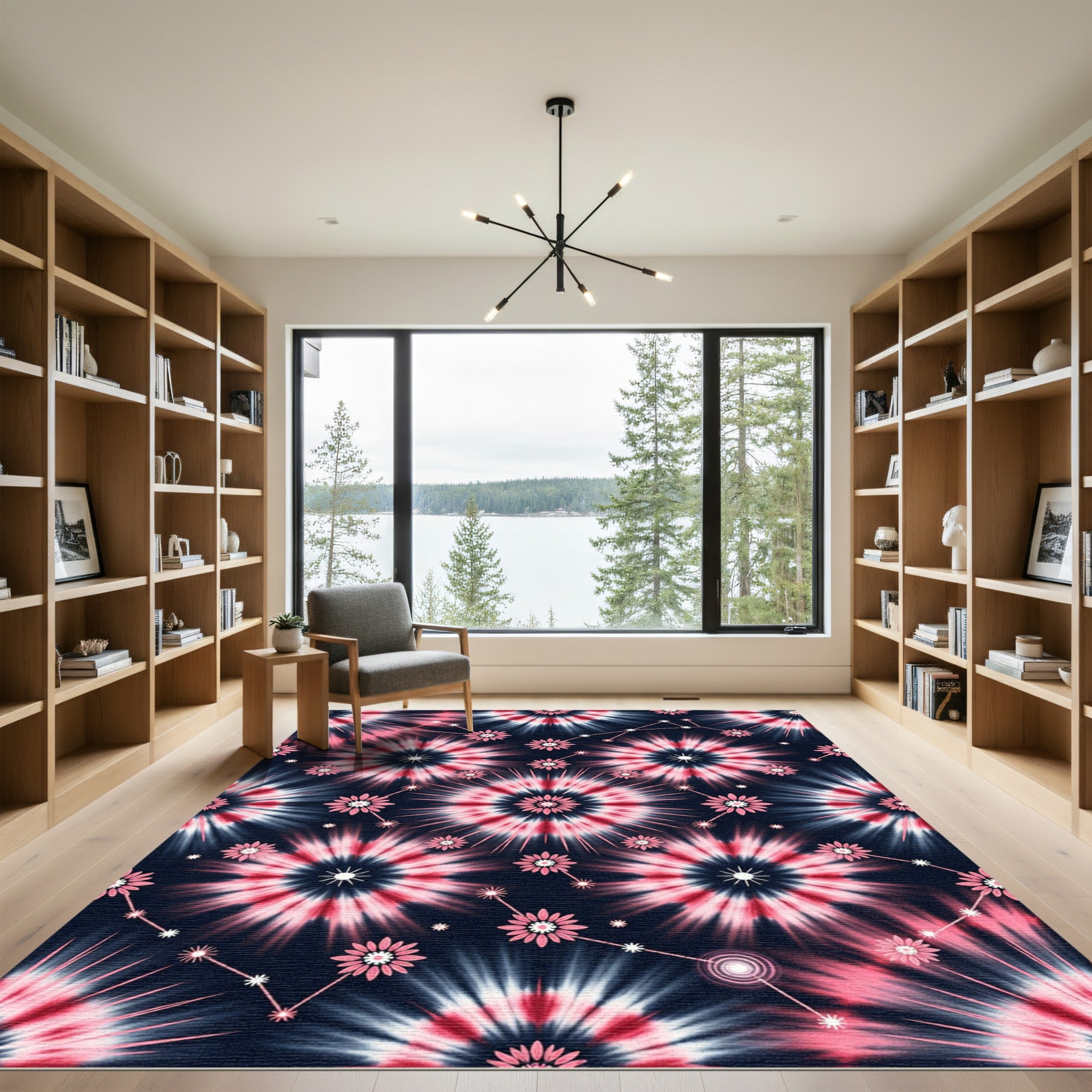 Pink Tie Dye Starflowers Celestial Cluster Rug