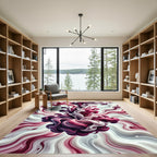 Crimson Plum Swirl Abstract Rug