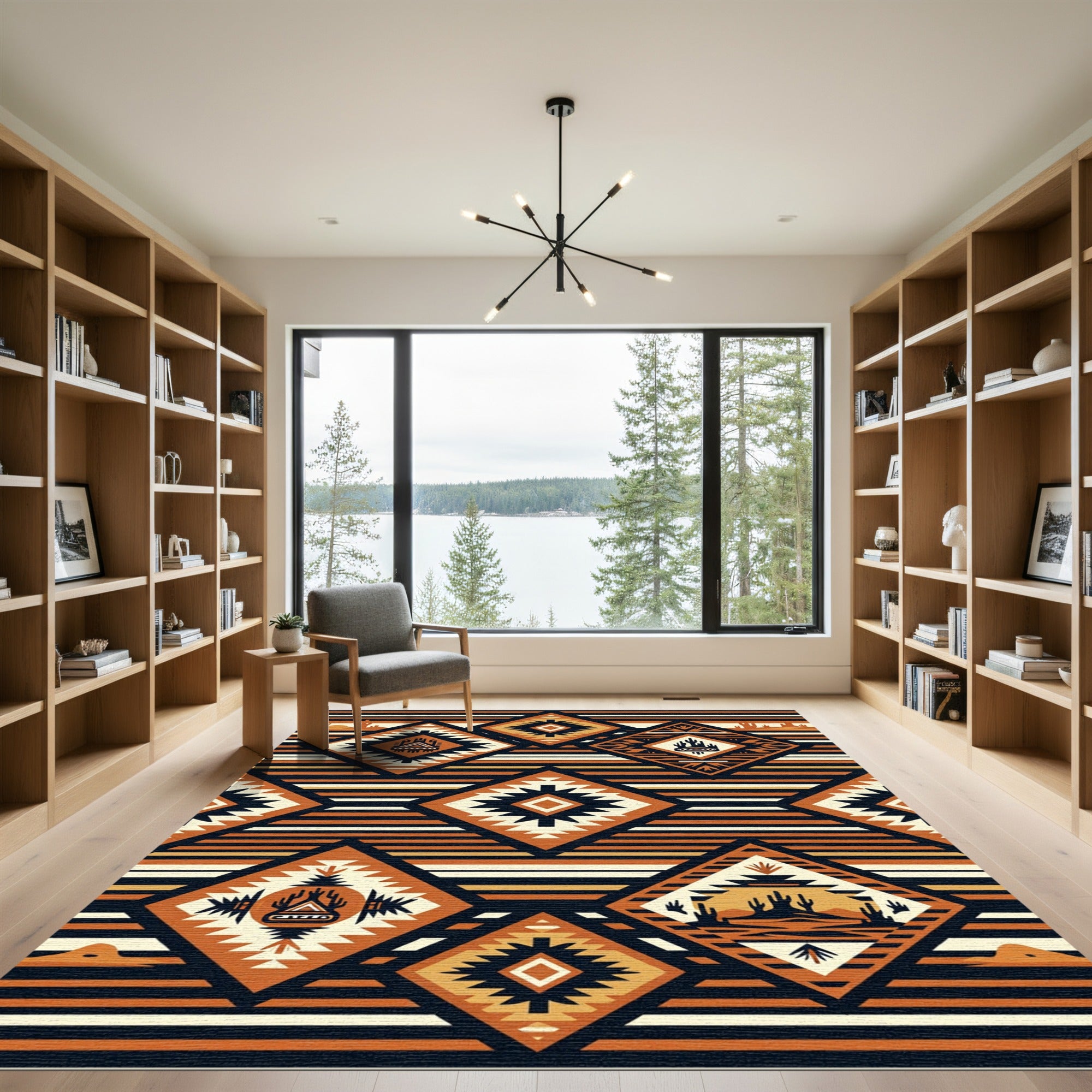 Southwest Earthy Tone Striped Diamond Rug