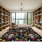 Gothic Pirate Skull Golden Coin Rug