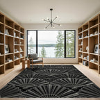 Art Deco Black Fan Motif Rug