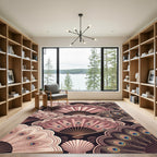 Art Deco Peacock Fan Pattern Rug
