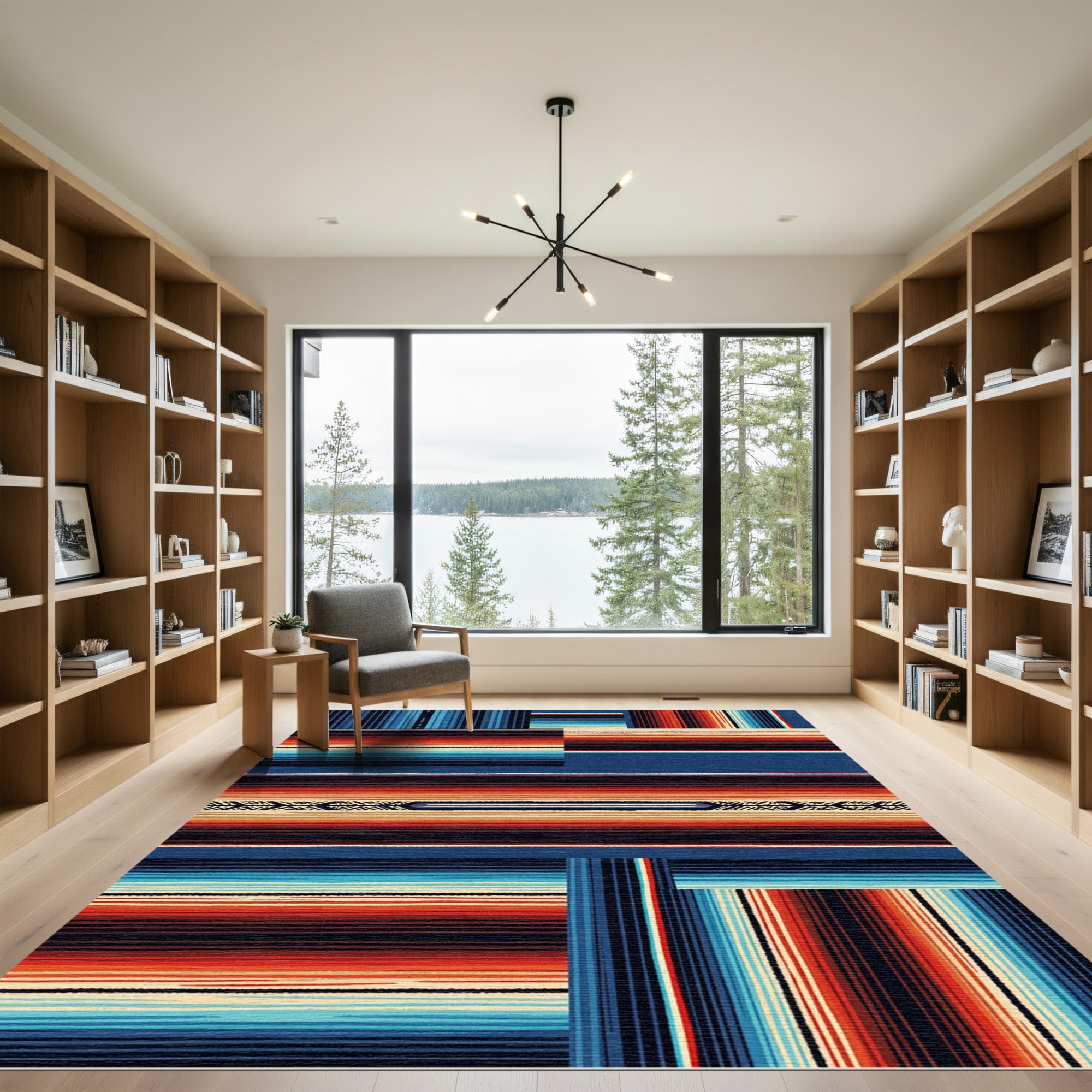 Vibrant Southwestern Sunset Striped Area Rug