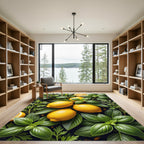 Vibrant Lemon and Herb Botanical Art Rug