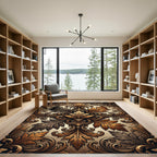Golden Ornate Acanthus Damask Scroll Rug