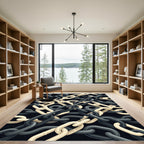 Interlocking Black and Cream Chain Link Rug