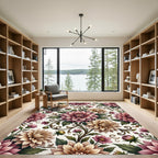 Elegant Mauve and Cream Floral Vine Rug