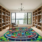 Vibrant City Traffic Figure Eight Loop Rug