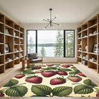 Vintage Botanical Crimson Strawberry Harvest Rug