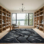 Dark Gray Quarry Excavation Scene Rug