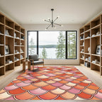 Coral Sunset Scalloped Fish Scale Rug