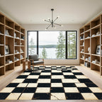 Black and White Splatter Checkerboard Rug