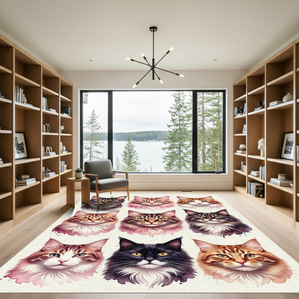 Furry Feline Portrait Collection Rug