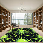 Neon Green Alien Starburst Graphic Rug