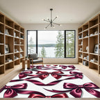 Elegant Burgundy Ribbon Bows Rug