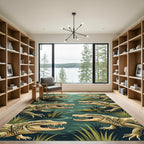 Savage Swamp Gator Reptile Illustration Rug