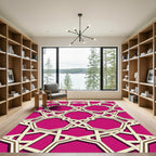 Bold Magenta Geometric Interlocking Octagon Rug