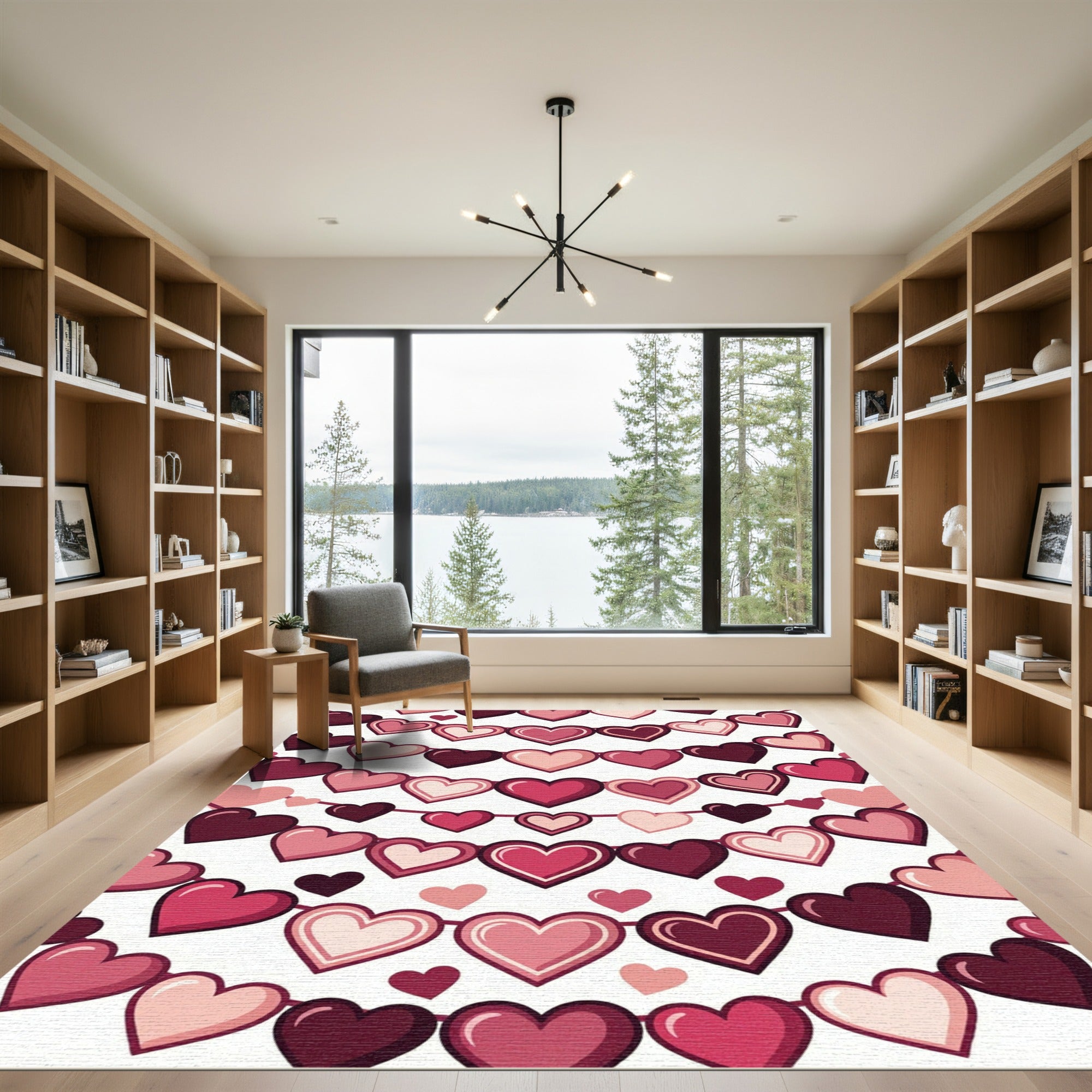 Whimsical Heart Garland Pink Rug