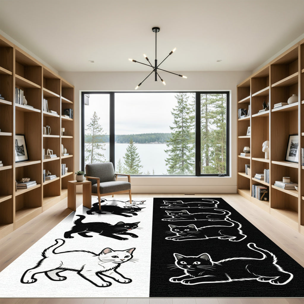 Black and White Feline Collection Rug