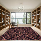 Garnet Geometric Lattice Interwoven Weave Rug