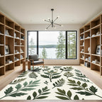 Green Leafy Branch Pattern Rug