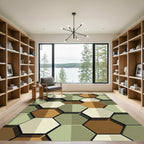 Modern Earthy Geometric Hexagon Rug