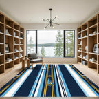 Nautical Navy Blue Striped Sailboat Rug