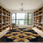 Golden Sunburst Fan Arrangement Rug