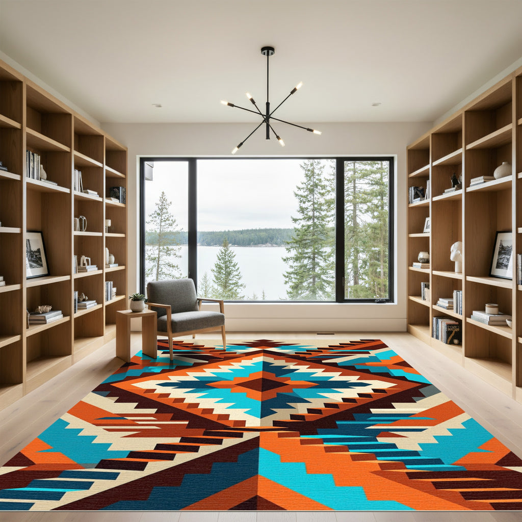 Vibrant Southwestern Geometric Diamond Staircase Rug