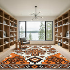 Orange Brown Geometric Cross Tribal Rug